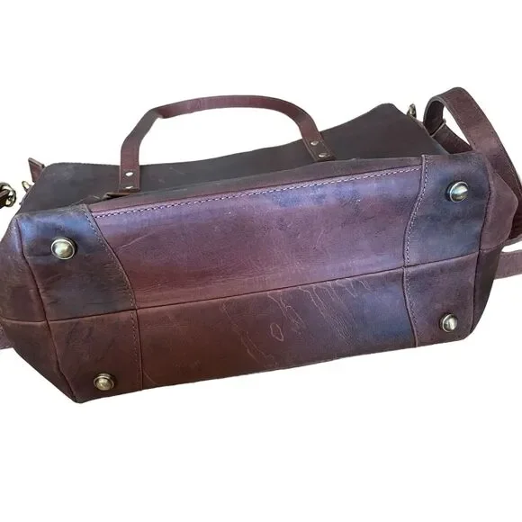 Unbranded Brown Leather Zip Laptop Oversized bag Brown - Picture 4 of 13